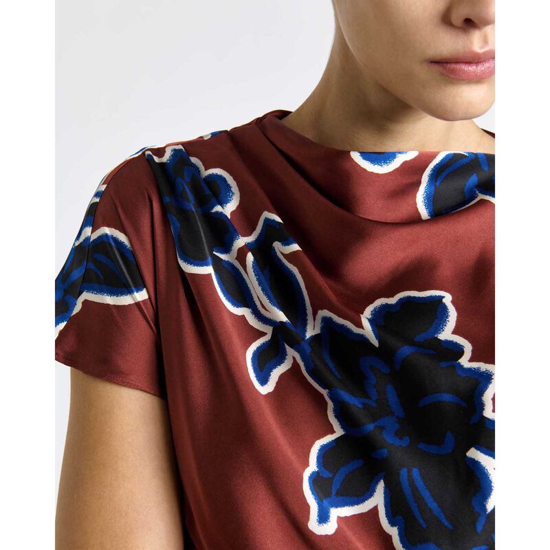 Cue Rosewood Illustrated Floral Satin Midi Dress image number 2